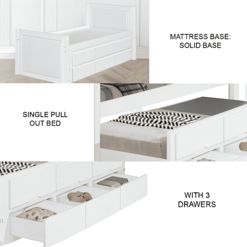 SN 5052 SB SINGLE BED WITH TRUNDLE-WHITE